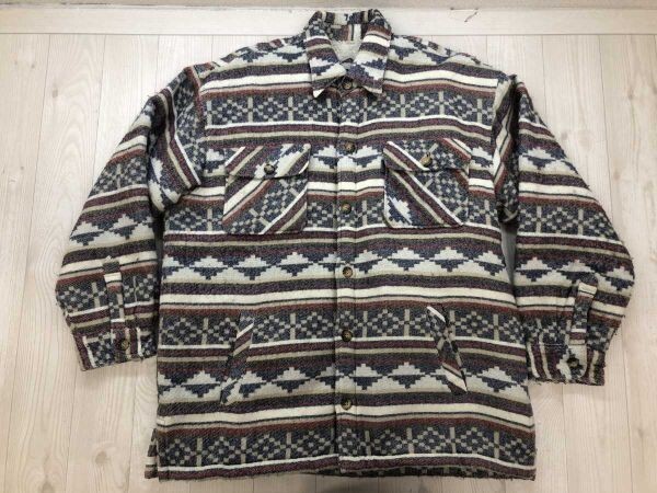 BAYLEAF ベイリーフ オールド アメカジ ネイティブ ボーダー 裏ボア トラッカー シャツ ジャケット メンズ アクリル100% XL アイボリー拍卖