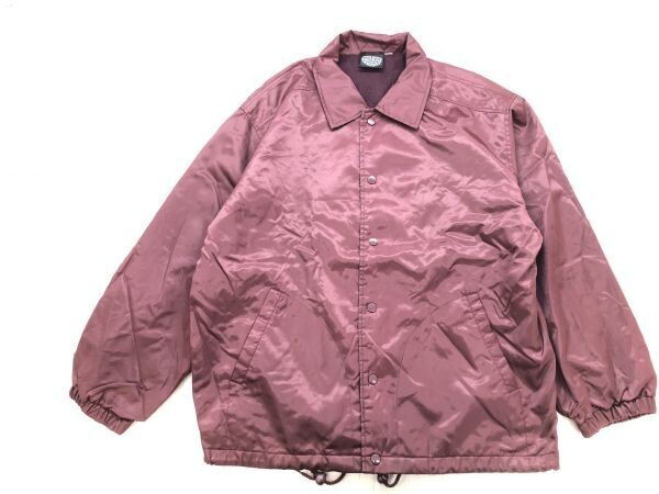TONGS WIND BOARDERS オールド レトロ ストリート サーフ 古着 無地 光沢サテン コーチ ジャケット メンズ ナイロン100% 総裏地 L エンジ拍卖