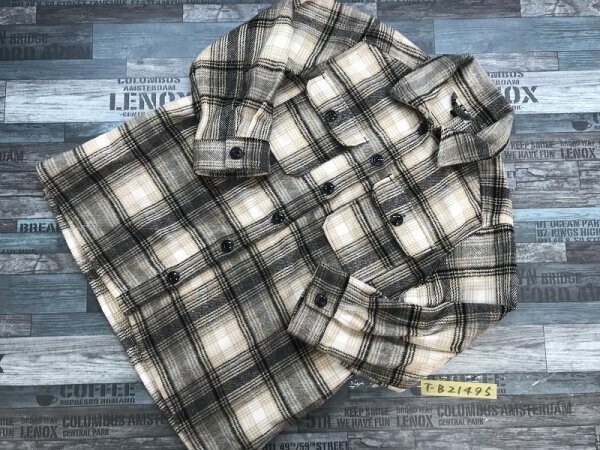 H&M エイチアンドエム レディース ダブルポケット チェック柄 起毛 オーバーサイズ シャツジャケット S 白茶黒拍卖