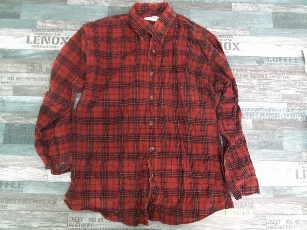 STLAWRENCE CLUB メンズ チェック柄 ボタンダウン コーデュロイ調 長袖シャツ 大きいサイズ 2L 赤拍卖