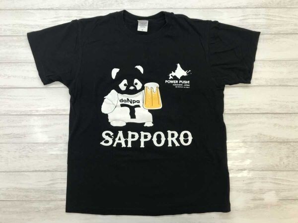 daNpa ダンパ SAPPORO HOKKAIDO 札幌 北海道 限定 お土産 スーベニア パンダ キャラクター 半袖Tシャツ メンズ コットン100% M 黒拍卖