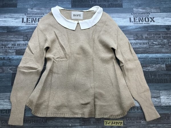 ROPE ロペ レディース 日本製 アンゴラ混 襟2WAY ニットセーター M ベージュ拍卖