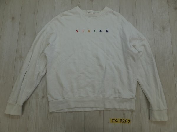 VISION STREET WEAR ヴィジョンストリートウェア メンズ ロゴ刺繍 綿 スウェットトレーナー M 白×カラフル拍卖
