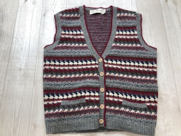 Marisa Christina マリサ クリスティーナ オールド レトロ カントリー ジャガード ボーダー ボタン ニット ベスト レディース ウール100%拍卖