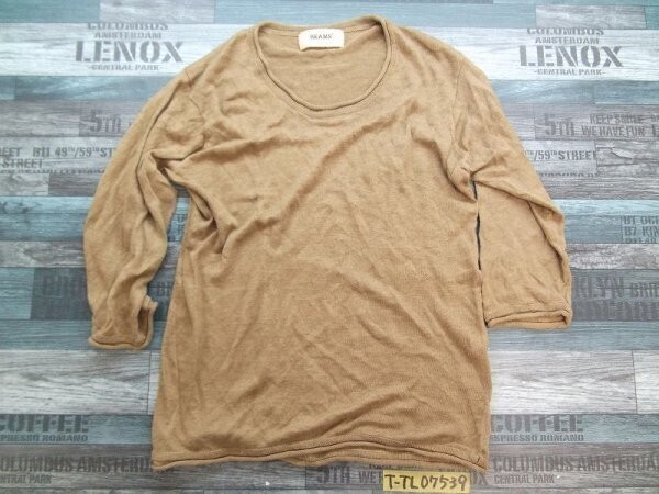 BEAMS ビームス レディース 七分袖ニットソー ブラウン拍卖