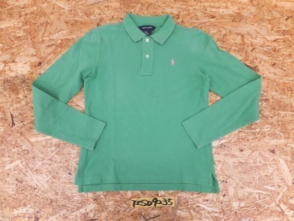 Ralph Lauren ラルフローレン キッズ ロゴ刺繍 鹿の子 長袖ポロシャツ L 緑拍卖