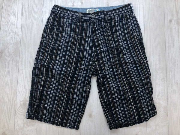 ラスケー RUSS K アメカジ サーフ ストリート チェック ハーフ ショート パンツ ボトムス ウエストドローコード メンズ コットン100% L 紺拍卖