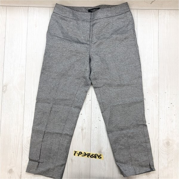 TALBOTS タルボット レディース リネン混 クロップドパンツ 2 シルバー拍卖