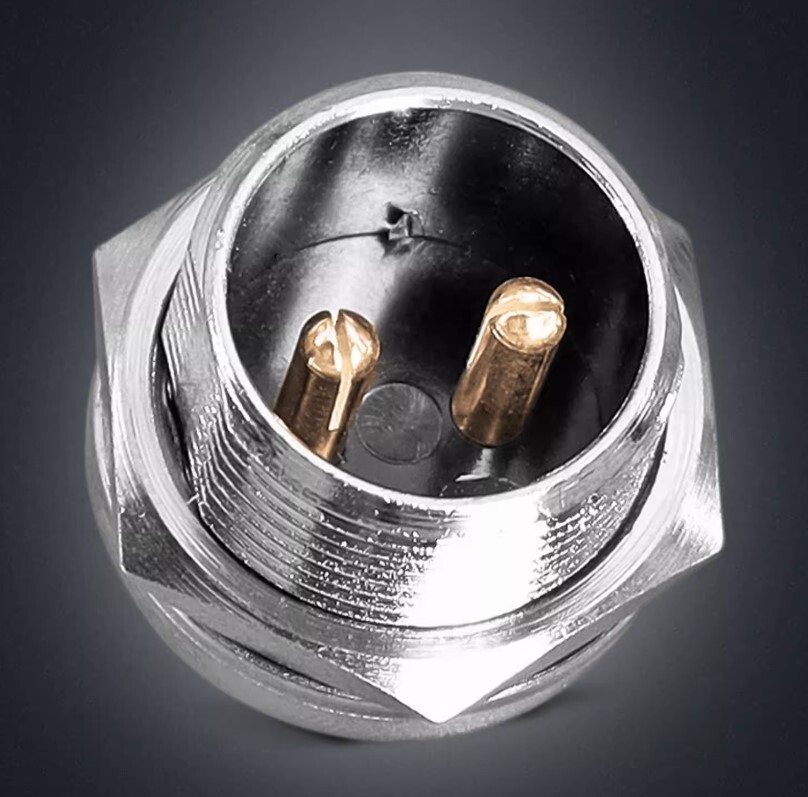 銅製金メッキ電極丸型コネクタ GX122 φ12mm 2芯/2極 オス2個メス2個の2セット メタルコネクタ プラグジャック アナログ電源用 送料180円拍卖