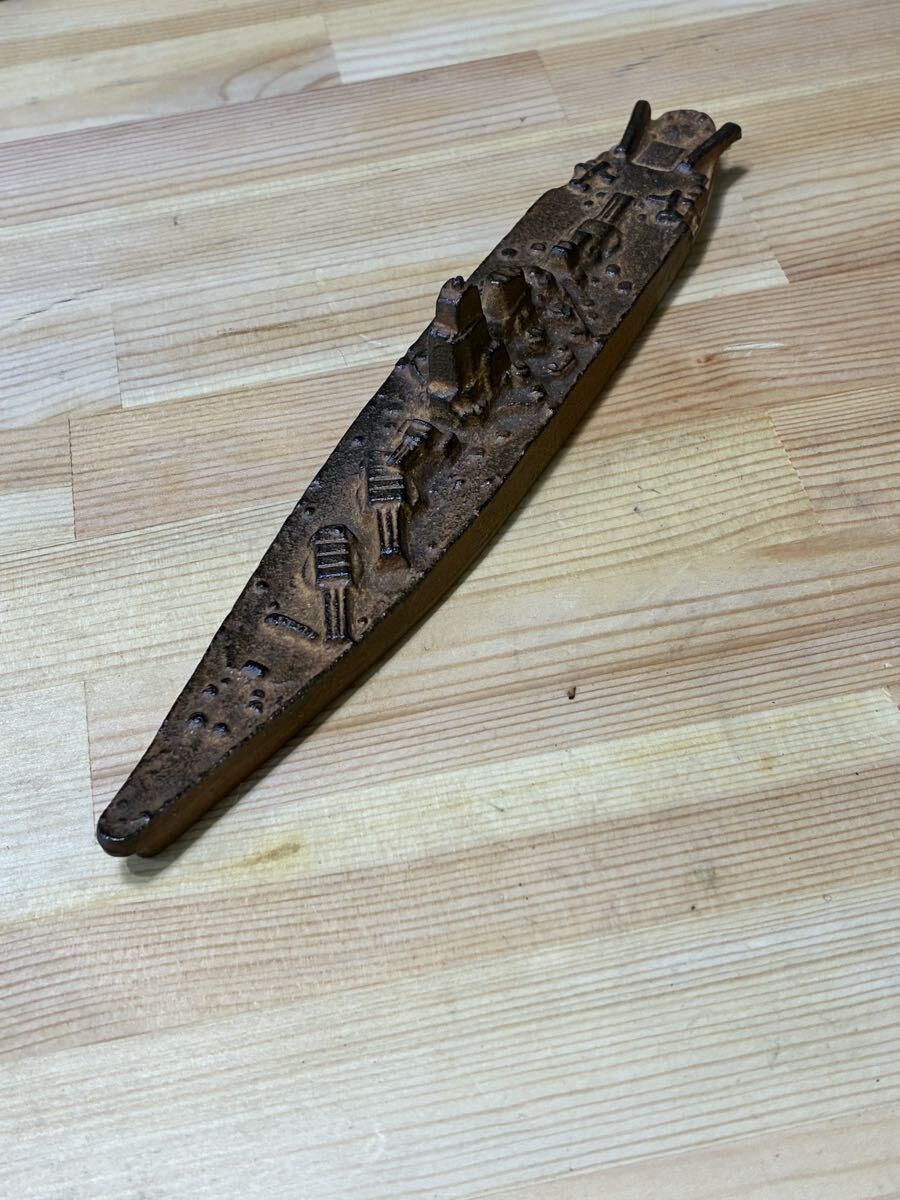 戦艦武蔵艦型奉納記念 軍艦 文鎮 記念品 当時物拍卖