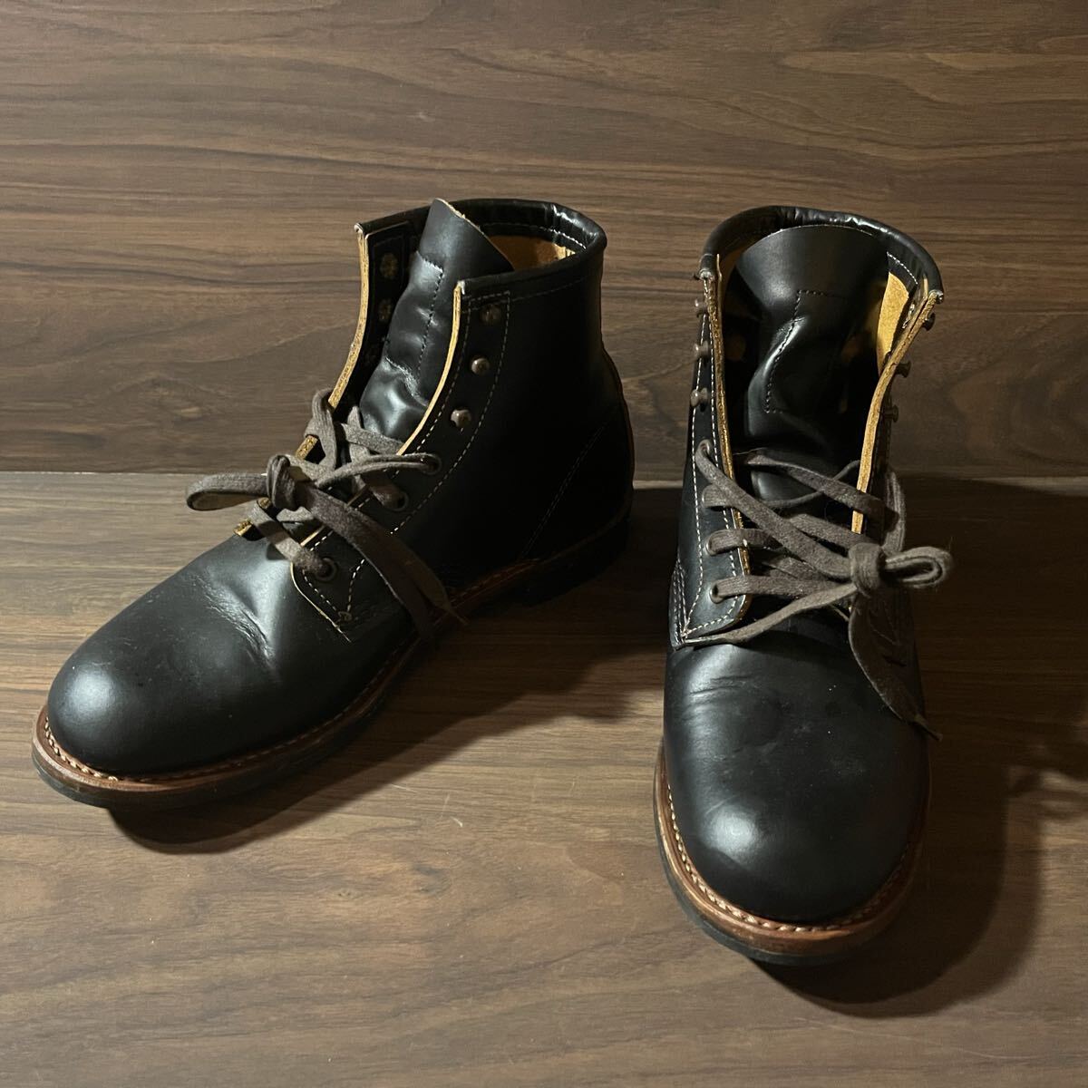 【良品】US7.5 25.5cm REDWING D 9060 Beckman Flatbox ベックマン フラットボックス レッドウイング レザー ブーツ 黒 拍卖