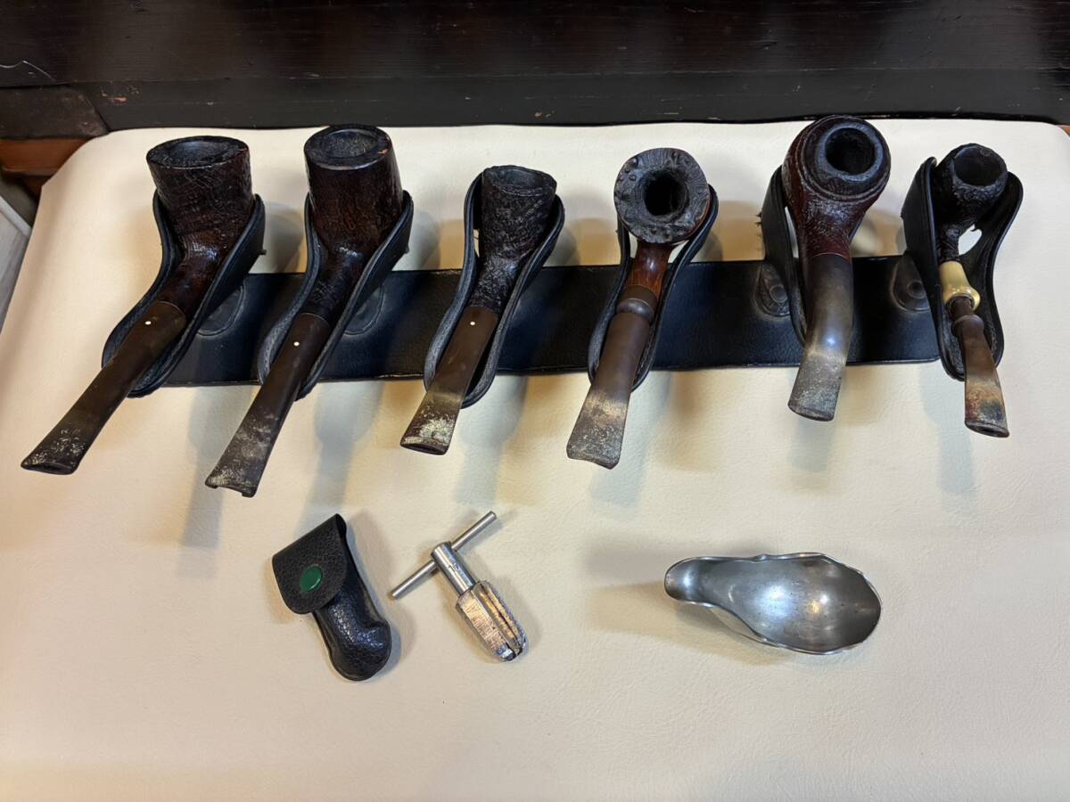 【藏屋】パイプ6種・ダンヒル他・革製パイプ立て6台用・その他関連品拍卖