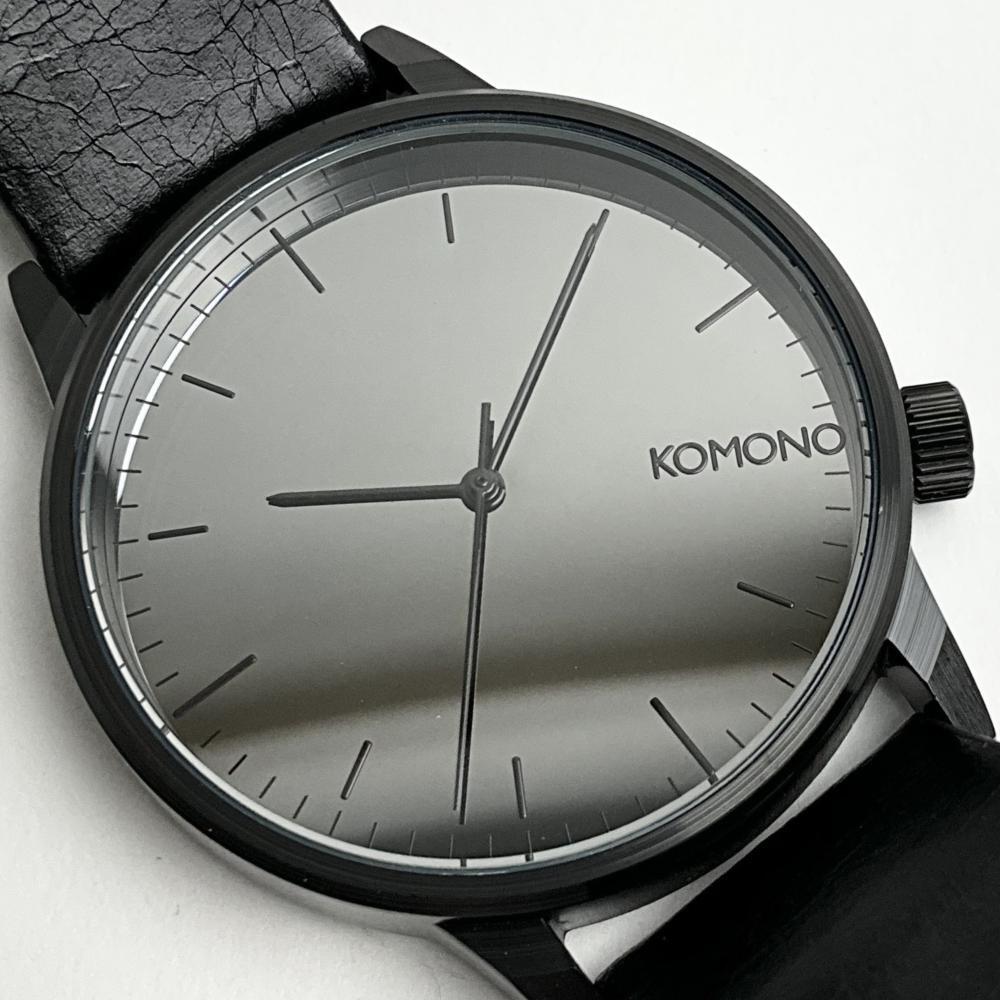 KOMONO コモノ 腕時計 ユニセックス ウィンストンミラー WINSTON MIRROR レザーベルト メンズ レディース ブラックブラック 付属品なし拍卖