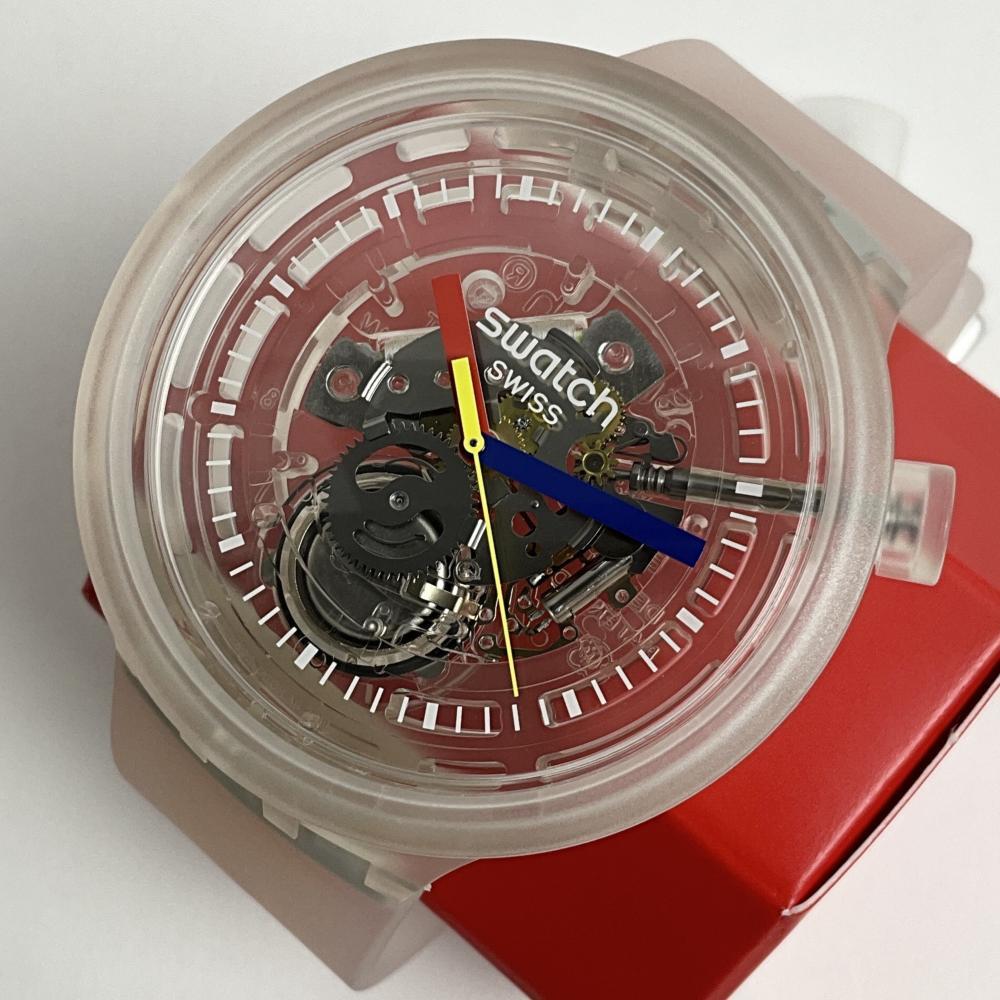 スウォッチ swatch 腕時計 SO27E100 BIG BOLD 透明 半透明 メンズ レディース ユニセックス シリコン 長期保管品拍卖