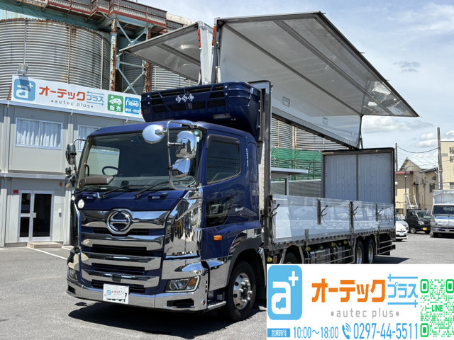 【諸費用コミ】:令和1年 日野 プロフィア トランテックス製造りボデー ステンレスボデー アオリ蝶番多数 サーモキング製拍卖