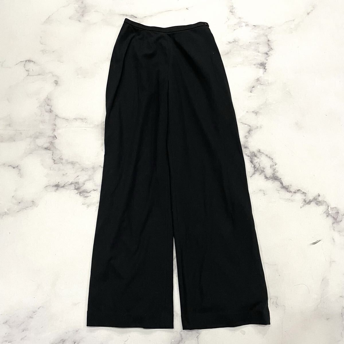 E○ ラグジュアリーウェア '日本製' YVES SAINT LAURENT イヴサンローラン コットン100% スラックスパンツ 9 レディース ボトムス ブラック拍卖