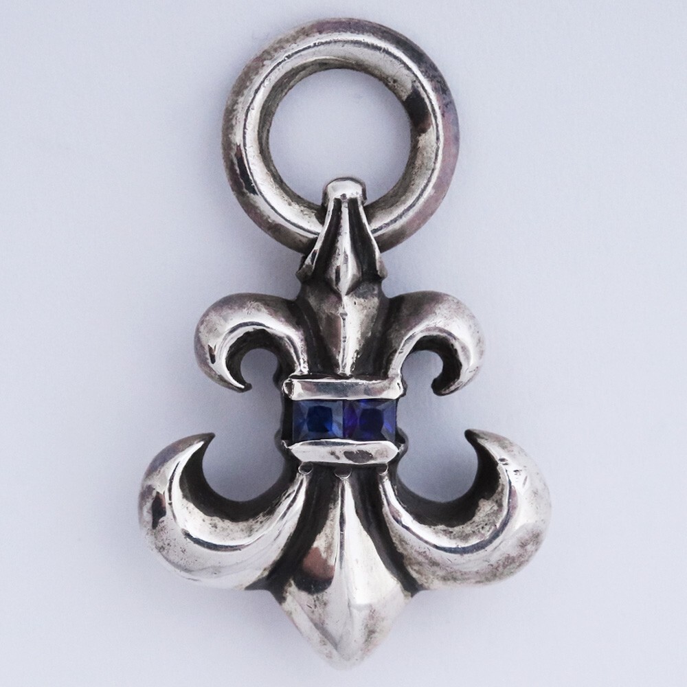 CHROME HEARTS BSフレアチャーム with ブルーサファイア シルバー クロムハーツ ネックレス トップ ペンダント BS FLUER CHARM BS拍卖