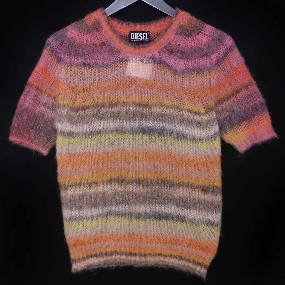 DIESEL ショートスリーブボーダーモヘアニット Sサイズ ディーゼル セーター プルオーバー 半袖拍卖