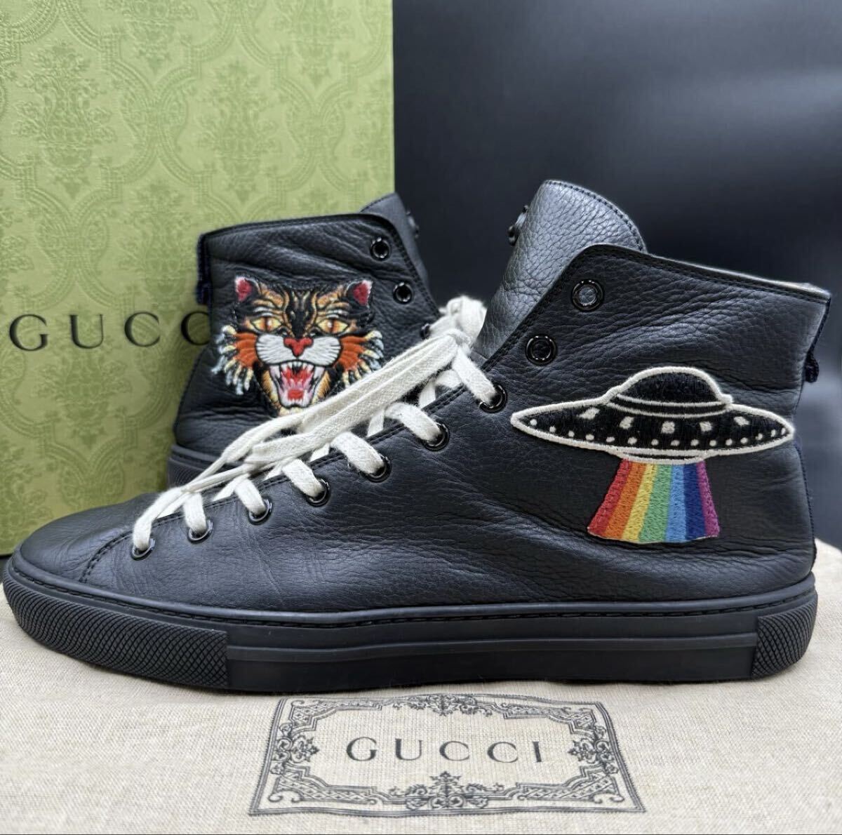 美品 GUCCI グッチ アングリーキャット メンズ スニーカー 27cm 478180 8サイズ拍卖