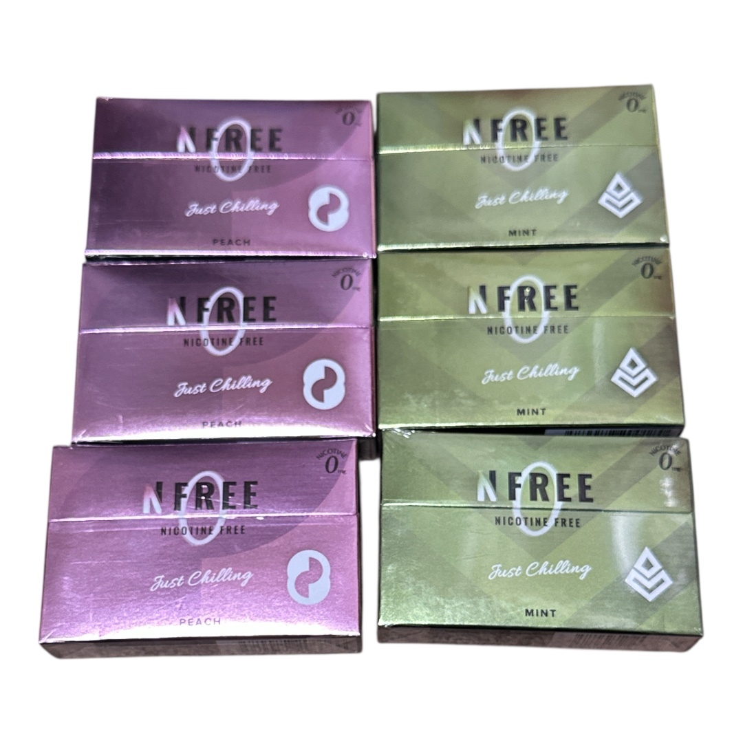 【新品】NFREE ピーチ 3箱+ミント 3箱 セット フレーバーニコチンゼロ×高級感パッケージ 内容:20本/箱拍卖