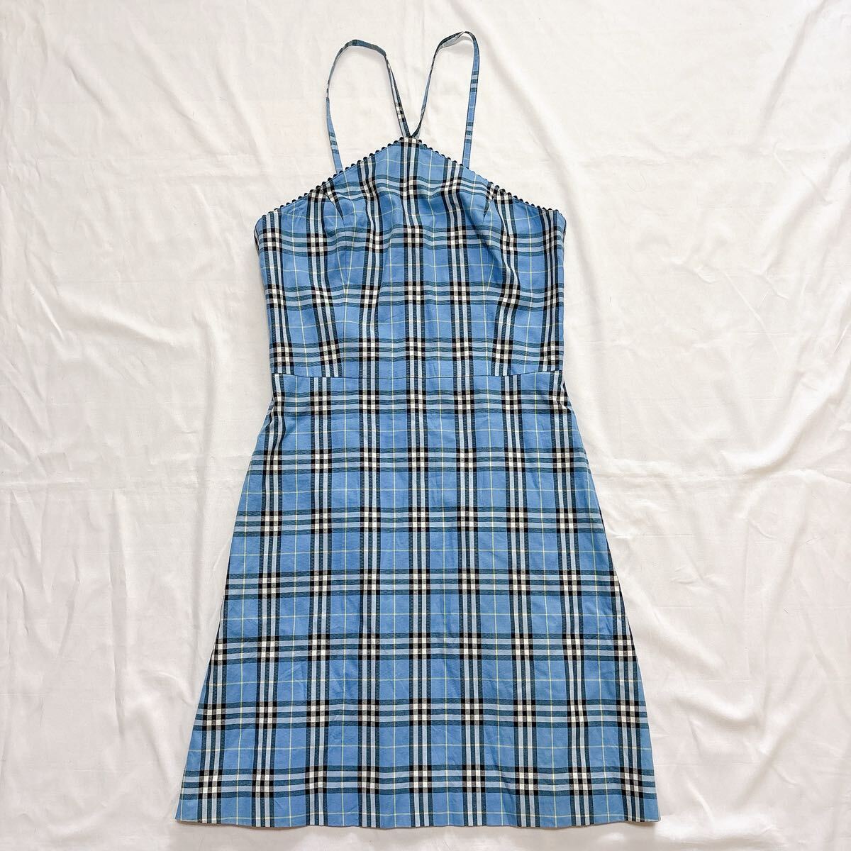 【美品】BURBERRY BLUE LABEL ノバチェック ブルー ワンピース キャミソール 拍卖