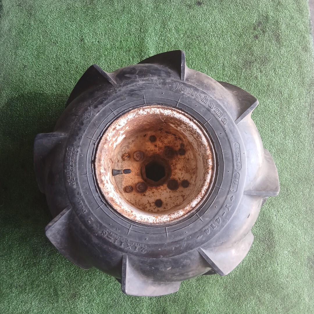 タイヤ ホイール 21×11-8 バインダー 六角軸45ミリ ヨコハマ Y414 倉庫内保管 耕運機拍卖