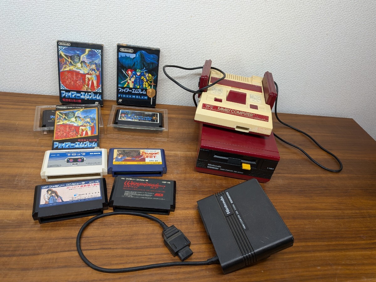 ニンテンドー ファミリーコンピュータHVC-001 ディスクシステムHVC-022 ソフト6点ファイヤーエンブレムなどセット 通電動作未確認 現状品拍卖