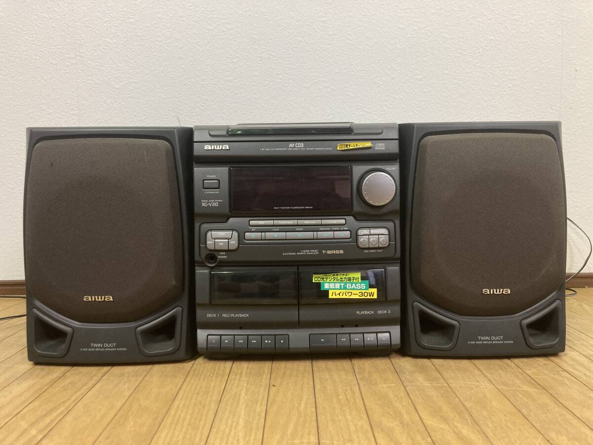 ★カセットのみ使用可能★ aiwa XG-V210 コンパクトディスクステレオシステム スピーカー カセットデッキ システムコンポ 激安 格安拍卖
