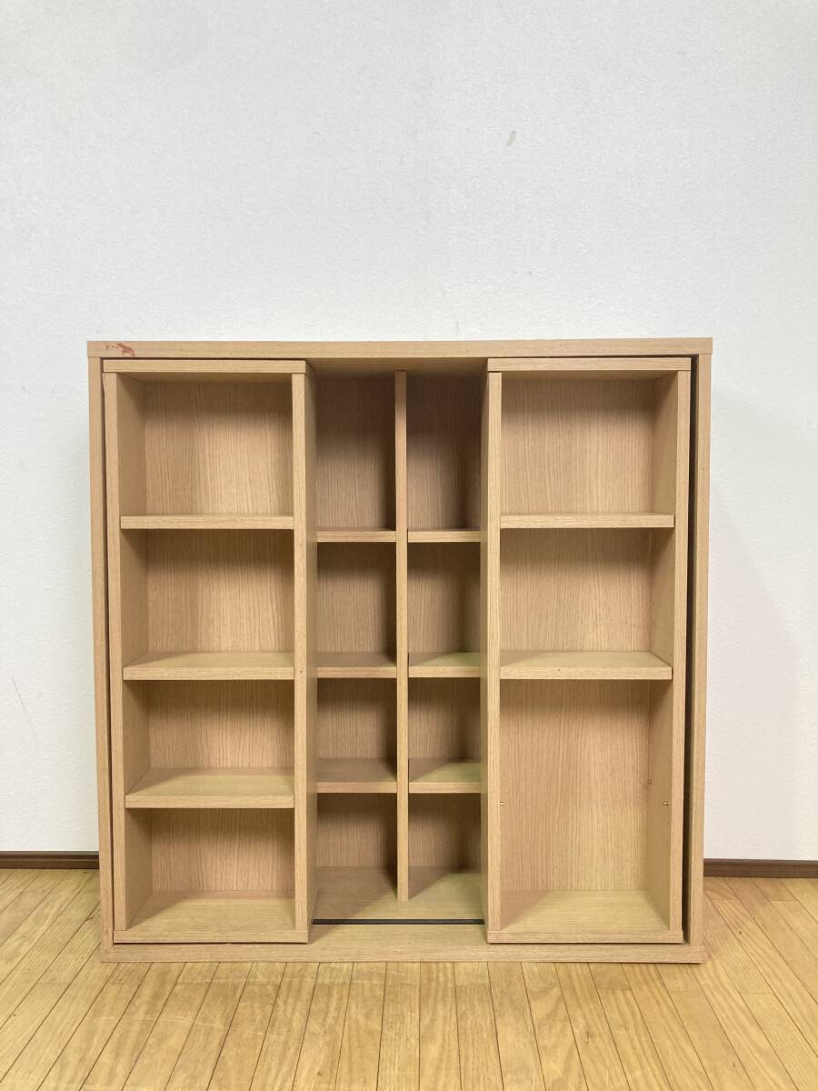 ★激安★ 小型 コンパクトサイズ スライド式 92 90 本棚 キャビネット 格安 書棚 ブックシェルフ 茶 ライトブラウン 大阪 引き取り可拍卖