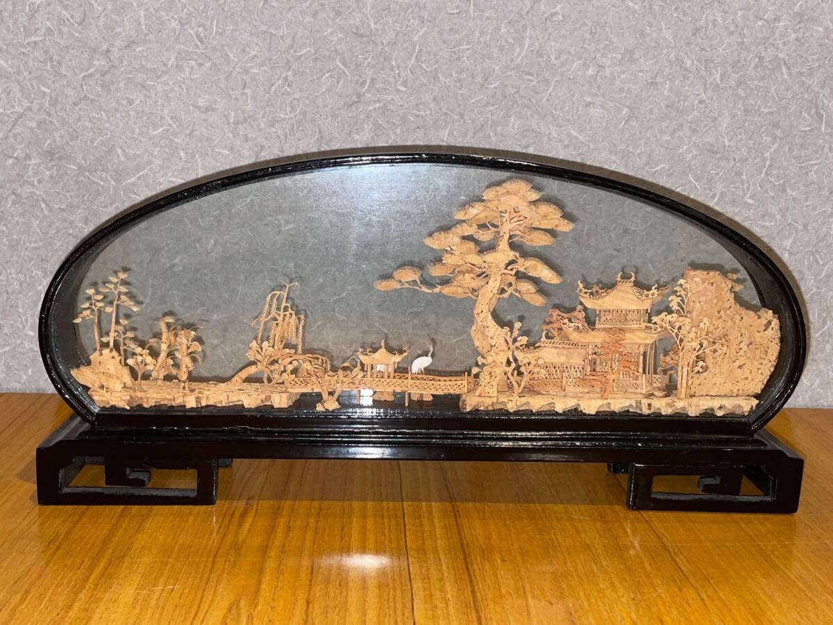 【動画あり】透かし彫り 置物 骨董 美術 庭園 縁起物 超絶技巧 精密木工 和風 唐風 調度品拍卖