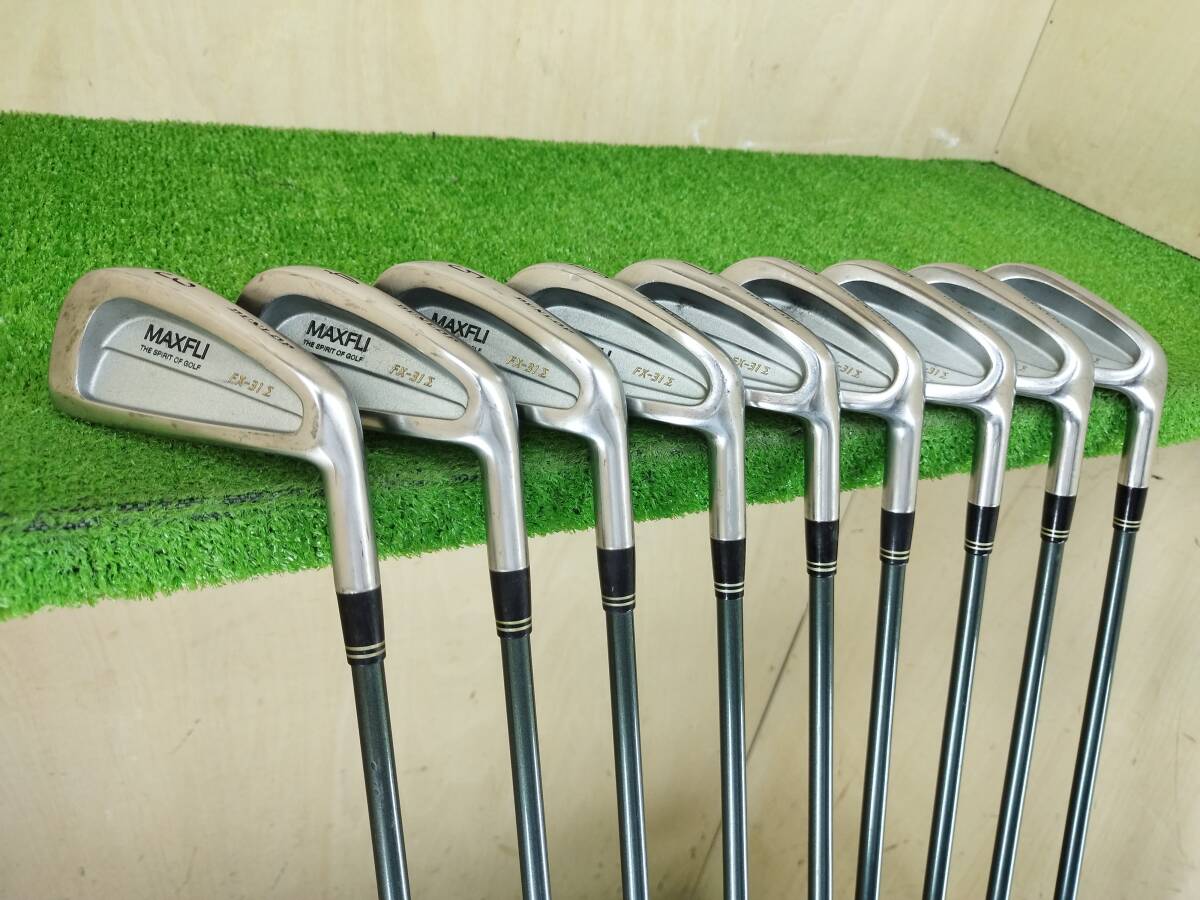 【訳あり】DUNLOP MAXFLI ダンロップ マックスフライ FX-31Σ 3・4・5・6・7・9番/PW/AW/SW アイアン9本セット 純正カーボンシャフト 拍卖