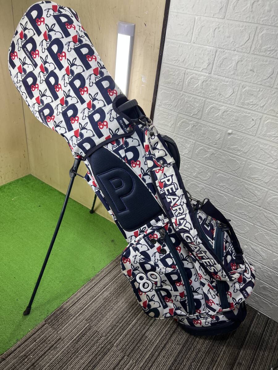 【中古/大人気ブランド】PEARLYGATES×SNOOPY パーリーゲイツ 10型 ナイロン製スタンド式キャディバック 6分割 白×青拍卖