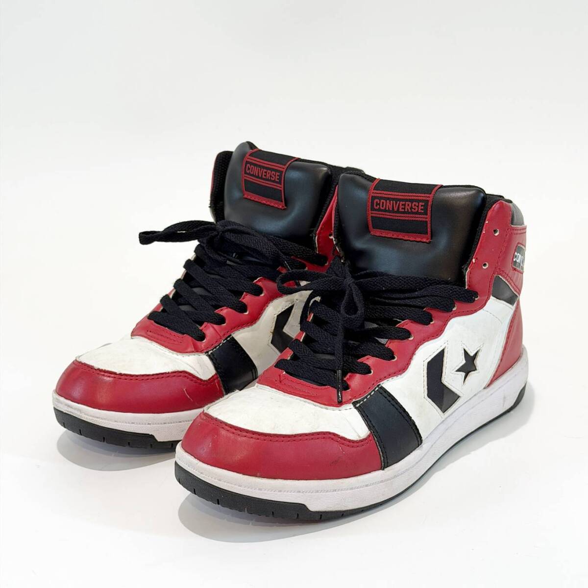 甲HK11027 クリーニング済 26.5cm コンバース ウエポン ハイ CONVERSE WEAPON HI OX 38000130 レッド/ホワイト/ブラック 復刻版拍卖