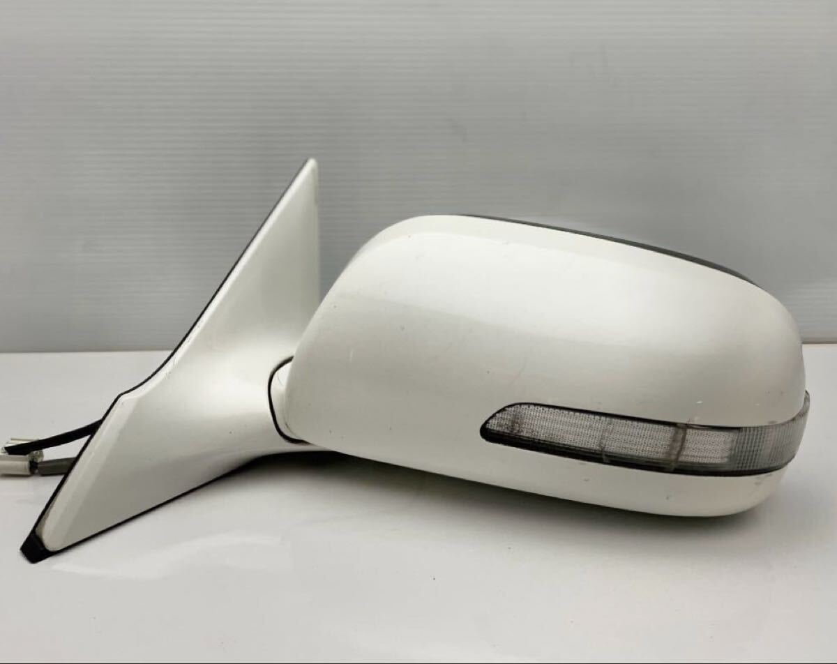 トヨタ GRX120 GRX125 マークX 後期 純正 左 ドアミラー サイドミラー ウィンカー付き ホワイトパール 062 ジャンク (C6)拍卖