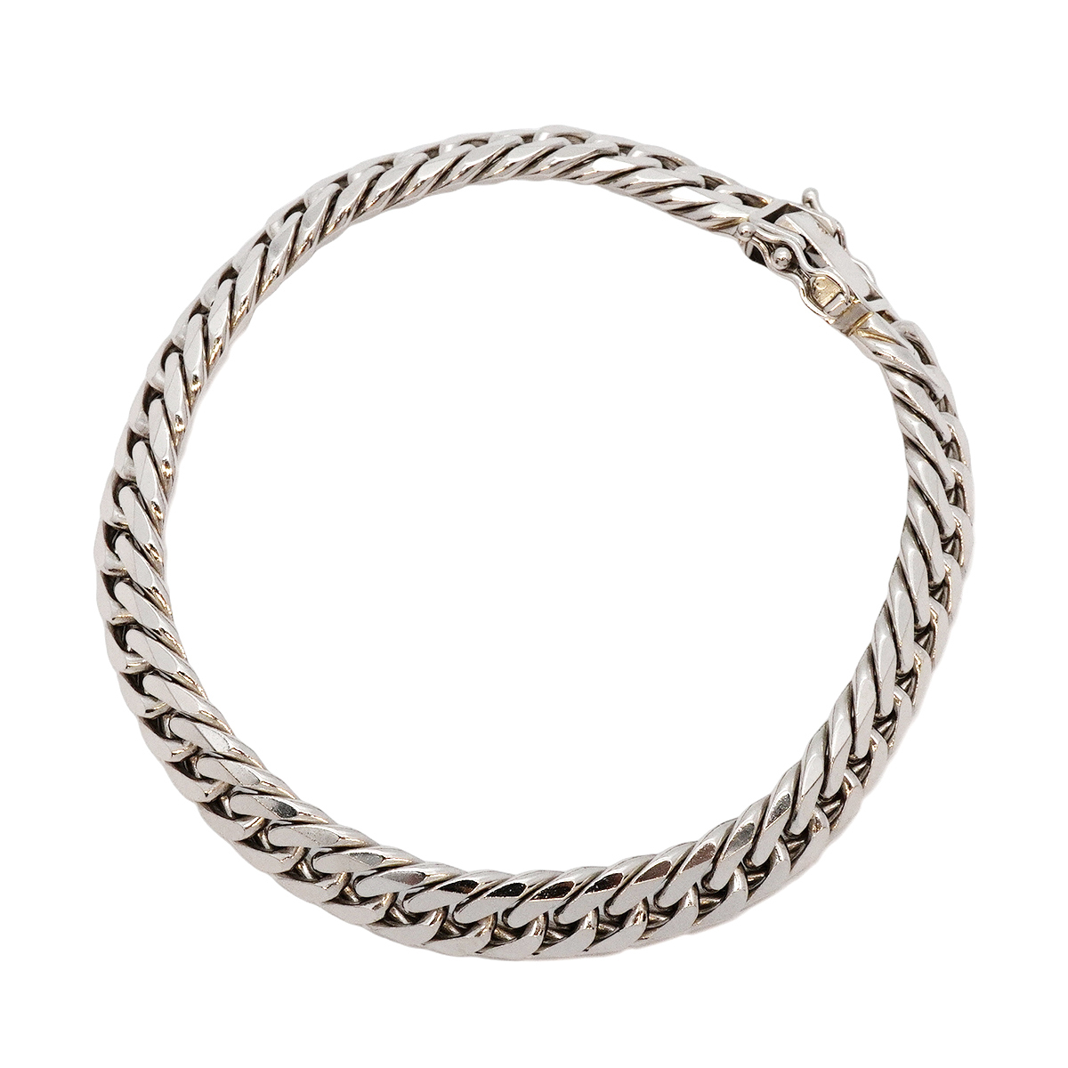 【5khi049】喜平 ブレスレット Pt850 プラチナ 6面 ダブル 20.4cm 50.7g キヘイ【中古】メンズ レディース ユニセックス拍卖