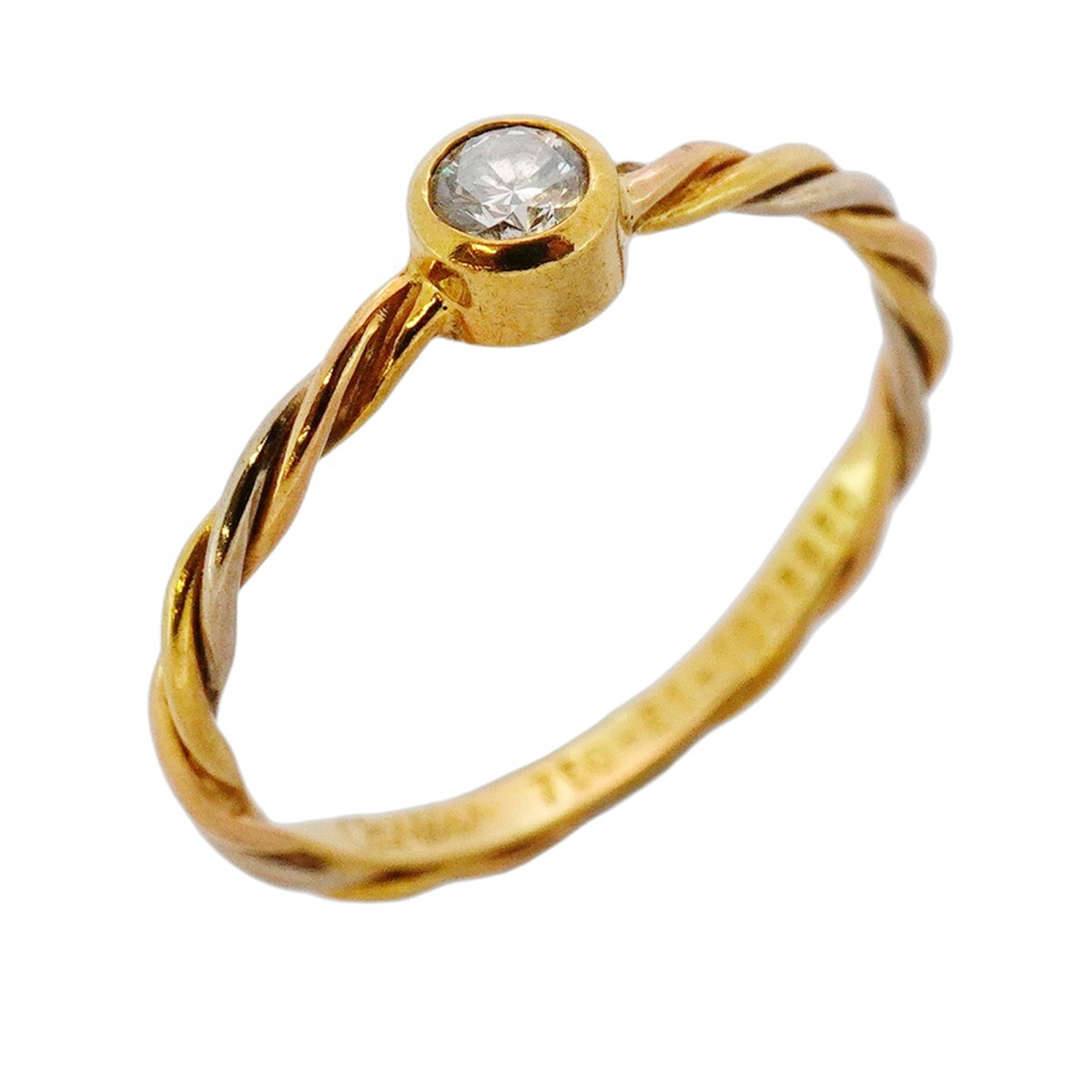 ★SALE【5jmb0173】カルティエ リング ツイスト 1PD K18YG イエローゴールド K18WG ホワイトゴールド K18PG ダイヤモンド #51拍卖