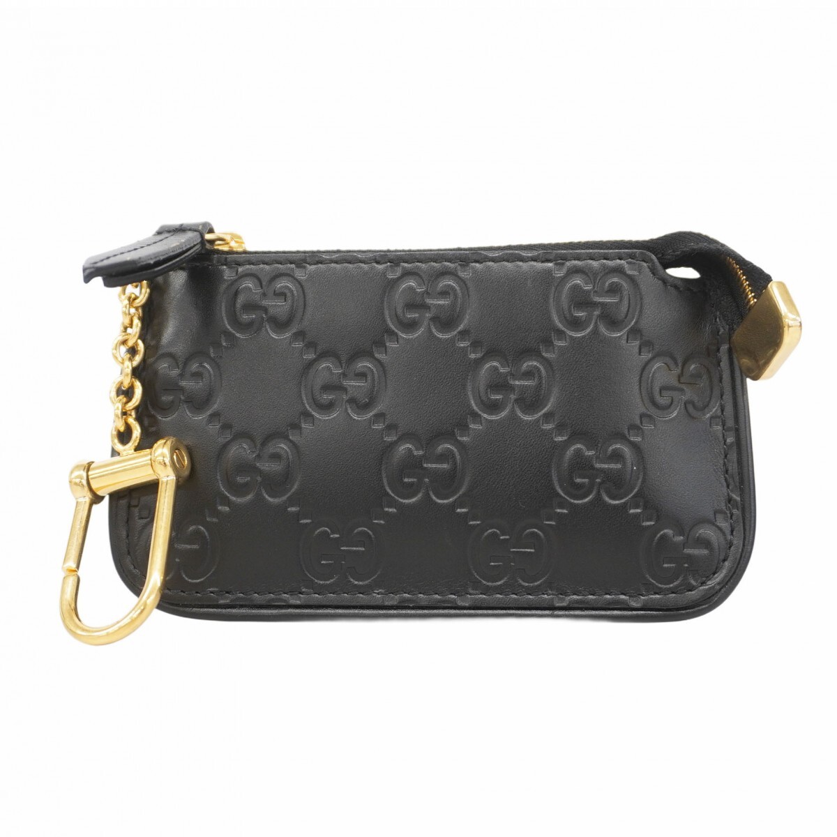 【5me5414】グッチ コインケース グッチシマ 447964 レザー ブラック ゴールド金具【中古】メンズ レディース ユニセックス拍卖