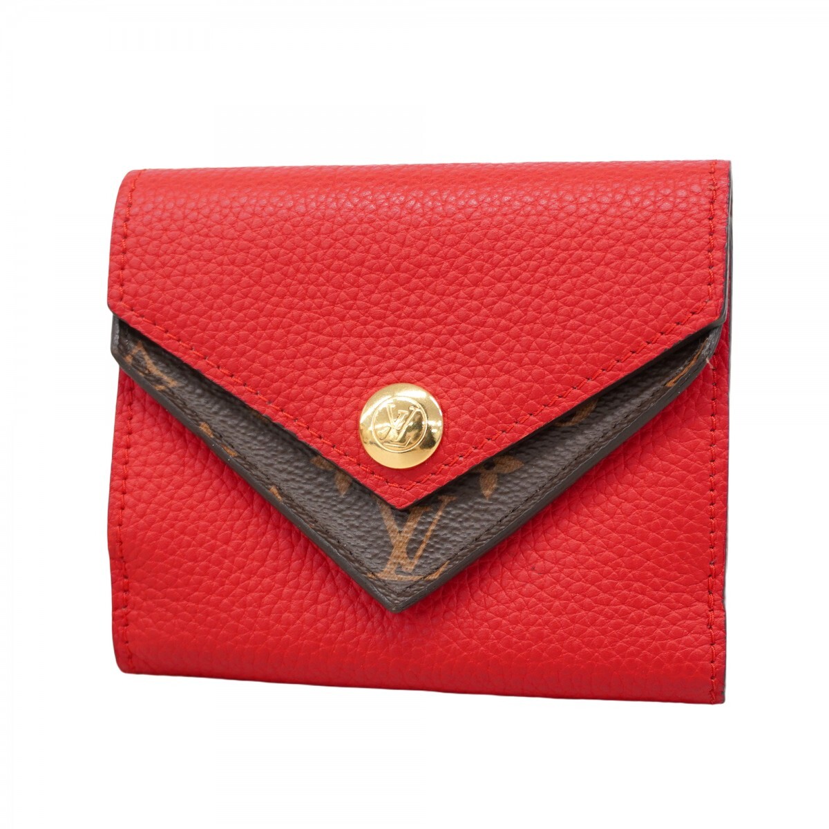 【5me5490】ルイヴィトン 三つ折り財布 モノグラム ポルトフォイユドゥブルVコンパクト M64419 ルビー【中古】レディース拍卖