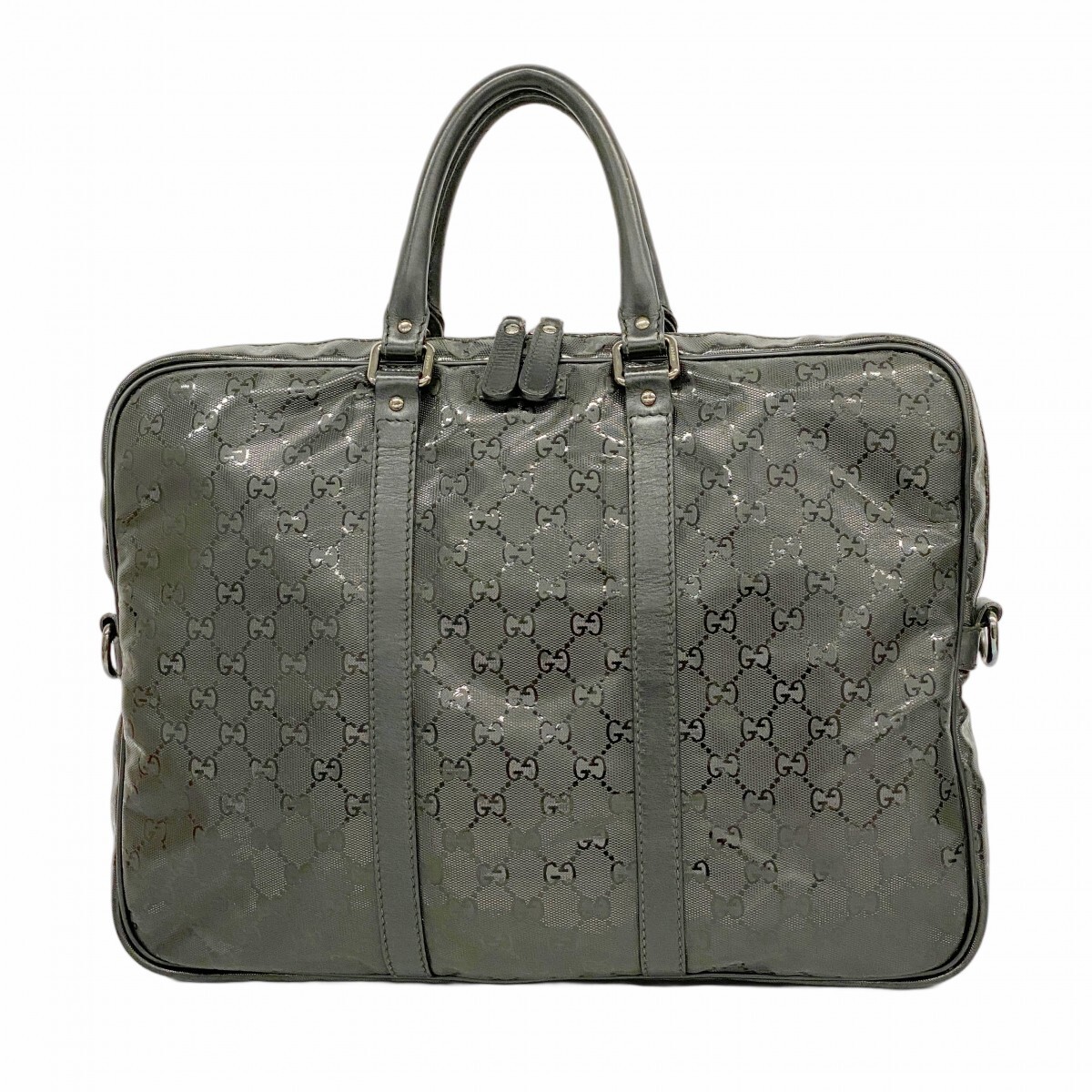 【5me5720】グッチ ビジネスバッグ GGインプリメ 201480 PVC ブラック シルバー金具【中古】メンズ拍卖