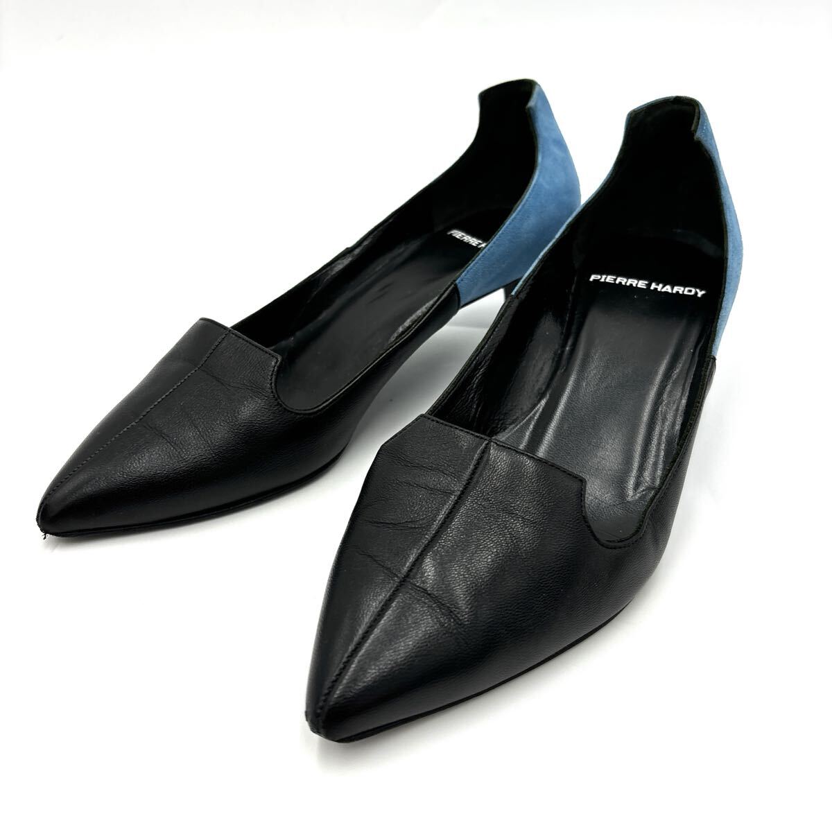 N * イタリア製 '高級感溢れる' PIERRE HARDY ピエールアルディ 本革 バイカラー コンビレザー ヒール / パンプス EU35 22cm レディース拍卖