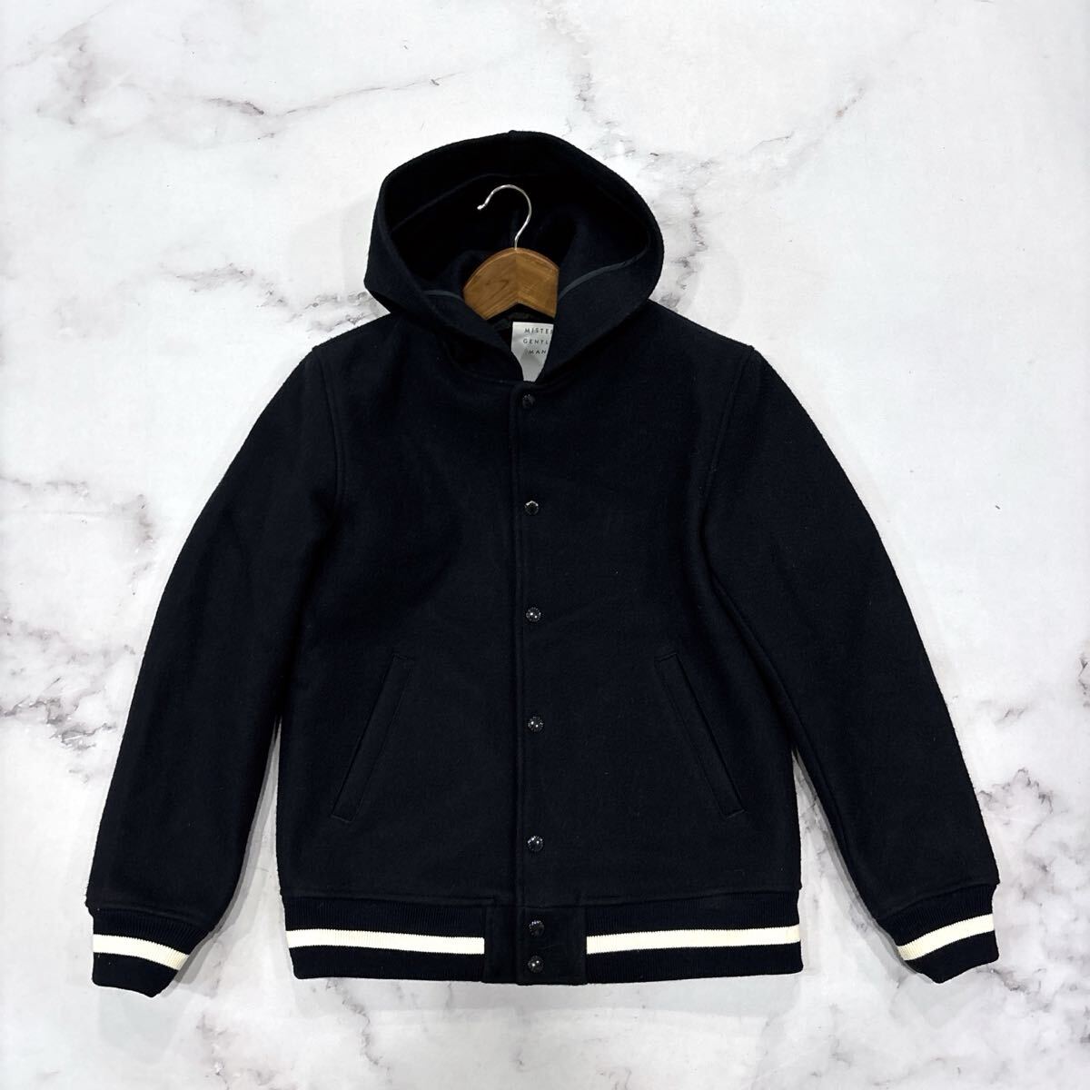 AZ * 日本製 '人気モデル' Mr.Gentleman ミスタージェントルマン 高品質 メルトンウール フード付き ジャケット / ブルゾン L メンズ 拍卖