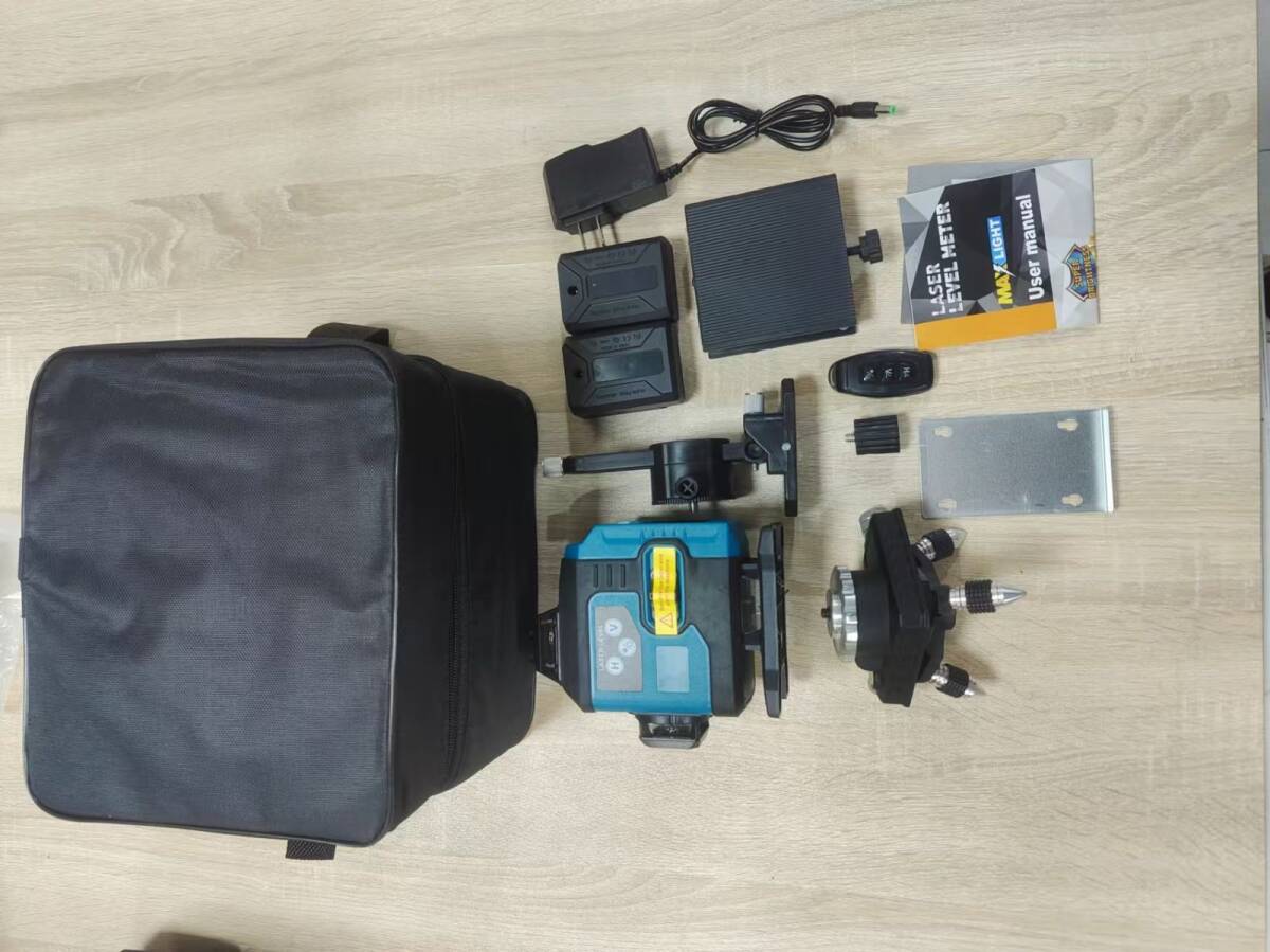 バッテリー2個 レーザー墨出し器 4x360°グリーンレーザー 水平器 16ライン リモコン操作 25メートル 計測 検査 角度計 水平器 水準器 新品拍卖