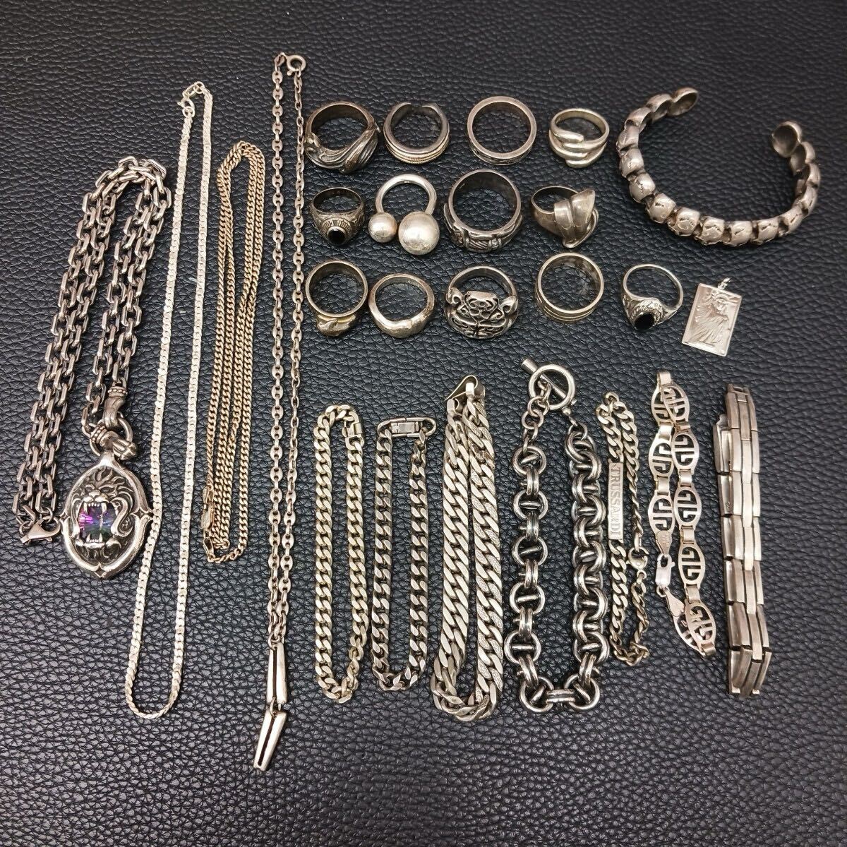 (B101610-2) SV925 SILVER 銀 シルバー 総重量 約490g ネックレス ブレスレット リング 純銀 SV1000 トップ チャーム アクセサリーまとめ拍卖