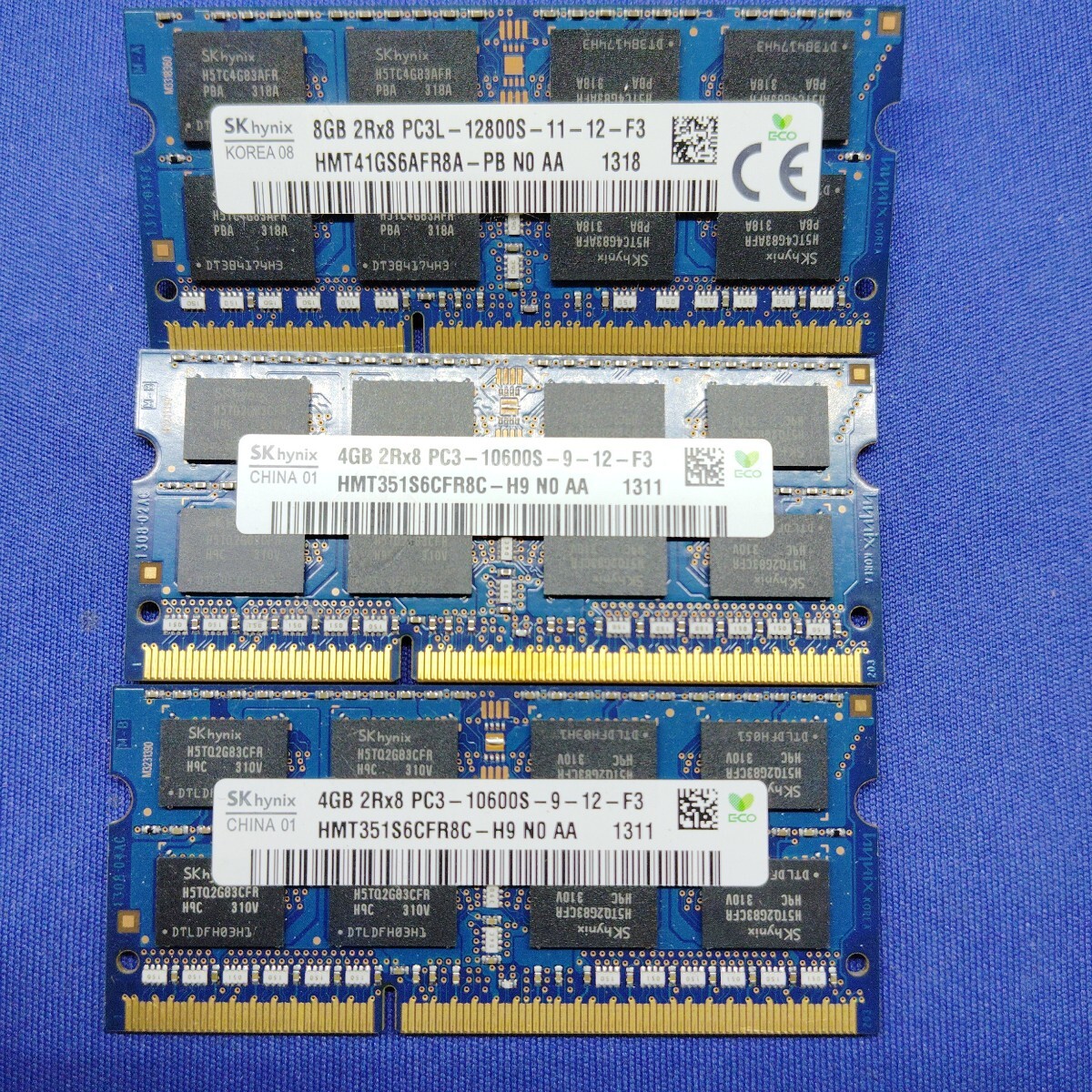 SKhynix【PC3-10600S 4GB2枚】【PC3L-12800S 8GB】3枚セット 計16GB(神10) SKhynix拍卖