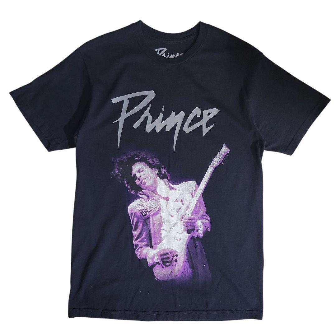 ファンク・ロック Prince フォトプリントTシャツ 黒 ギター 68447拍卖