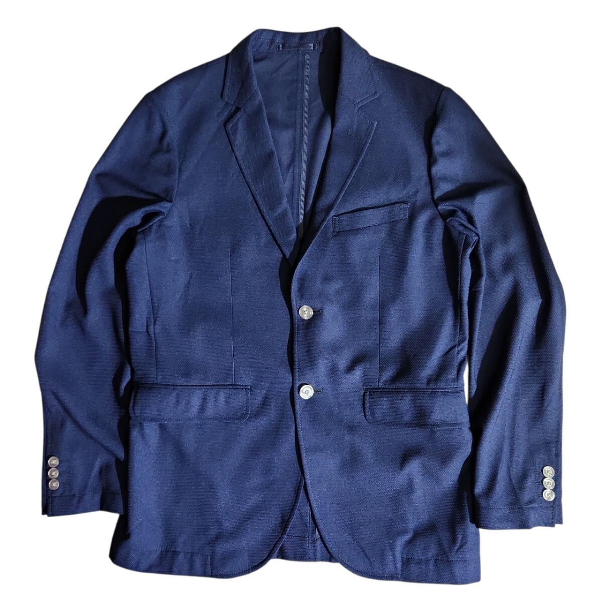 THE SHOP TK 薄手 アンコンジャケット 表記サイズM ネイビー やや透け感あり 春夏 テーラードジャケット 84957拍卖