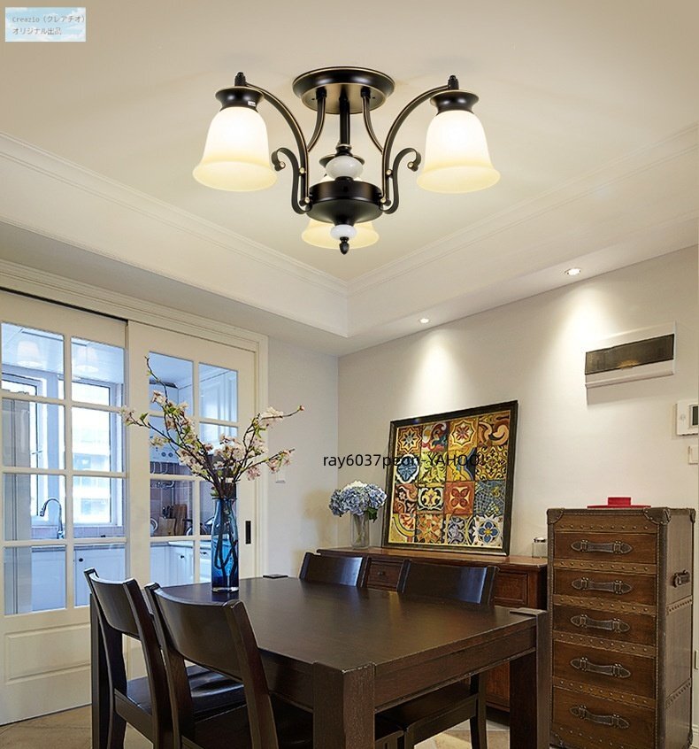 レトロインダストリアル ペンダントライト 3灯 E27電球付 鉄+ガラス製 吊り下げ照明 リビング ダイニング 天井照明拍卖