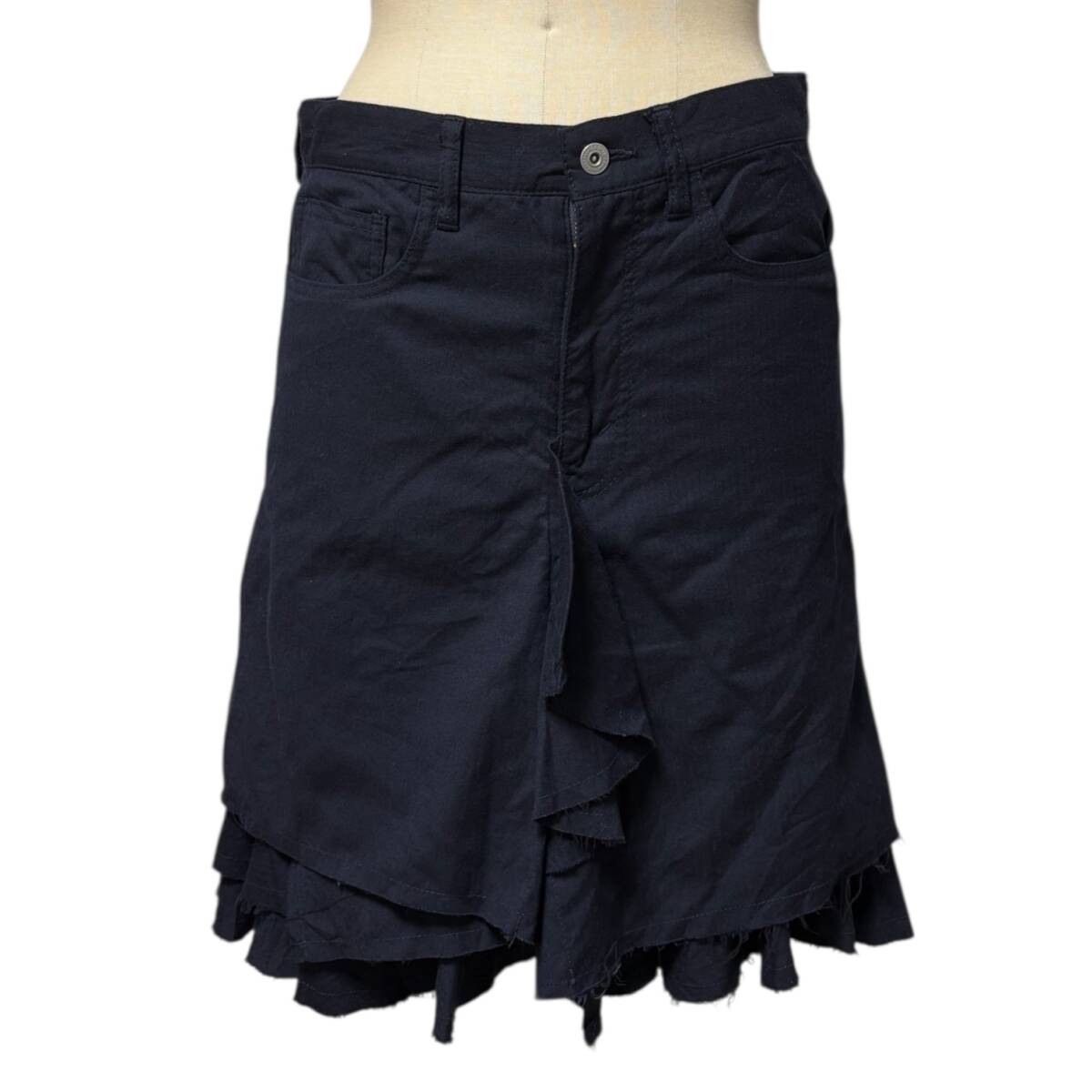 05AW ジュンヤワタナベマンピンク ウールギャバ フリルスカート size:M / シャツニットパンツパーカースウェットブルゾンジャケットコート拍卖
