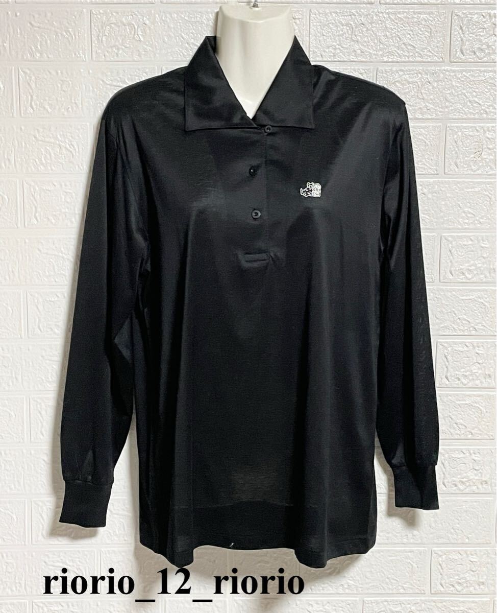 752 美品 Black & White SPORTSWEAR ブラック&ホワイト ゴルフシャツ 長袖ポロシャツ コットンシャツ レディース sizeL拍卖