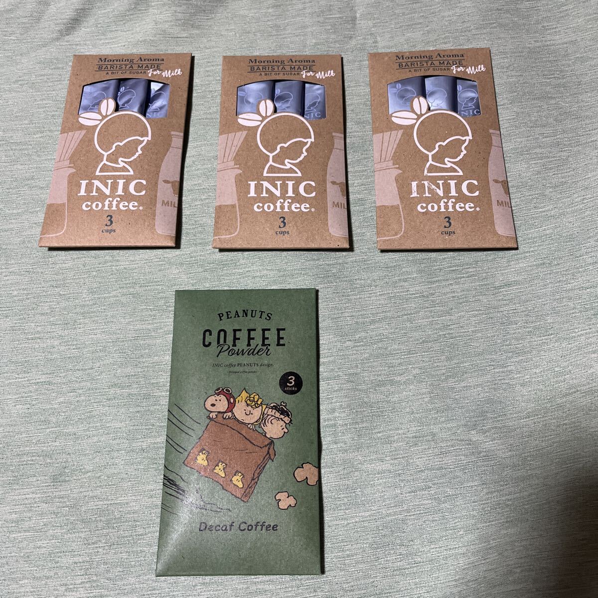 INIC coffee モーニングアロマ 3カップ 3個セット andスヌーピー コーヒーパウダー3スティック 1個拍卖